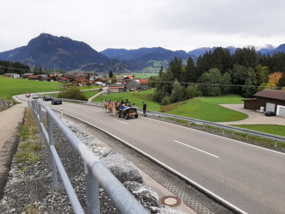 Hochzeitskutsche mit Blick auf Gr&uuml;nten